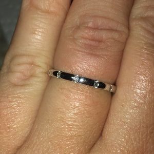 Minimalist 10k WG natural diamond stacking band